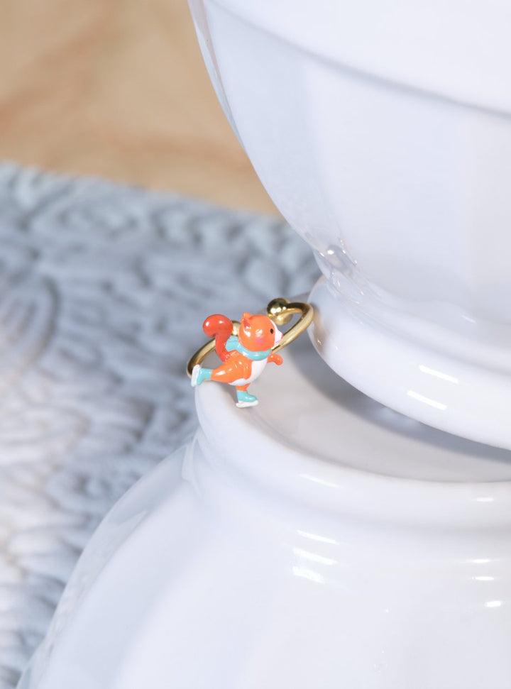 Ice Skating Squirrel Adjustable Ring | ASCP6021 - Les Nereides