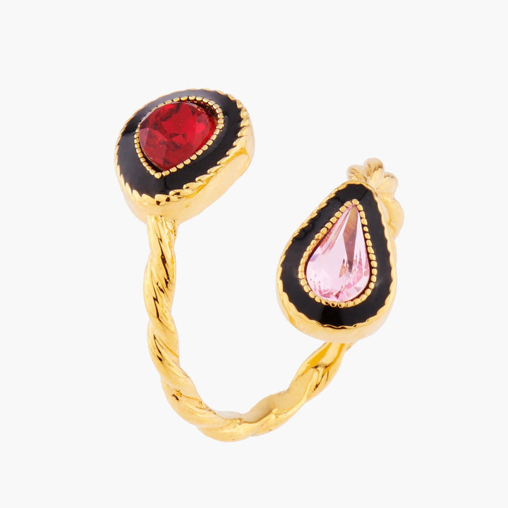 Indian Summer Teardrop And Pear Crystals Adjustable You And I Rings | AMEI6031 - Les Nereides