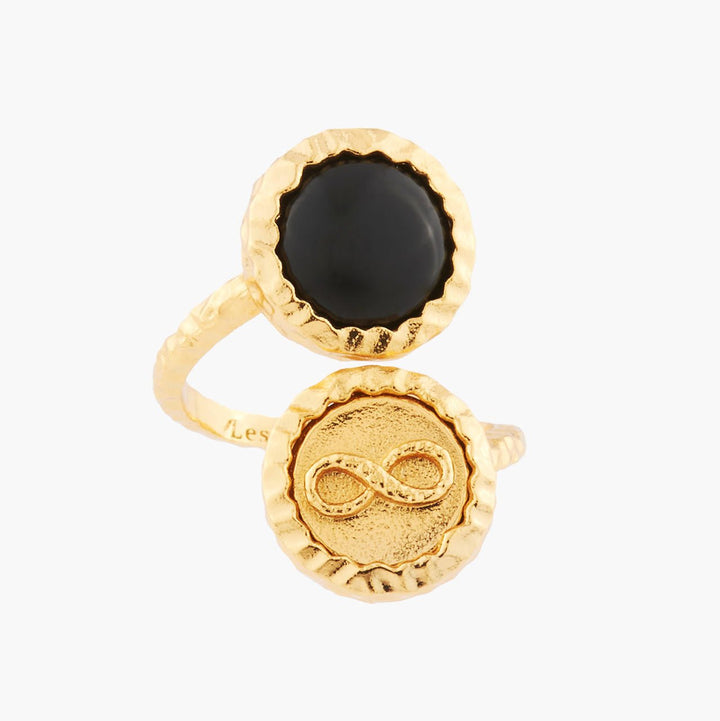 Infinity And Black Onyx Adjustable Rings | AKBC612 - Les Nereides