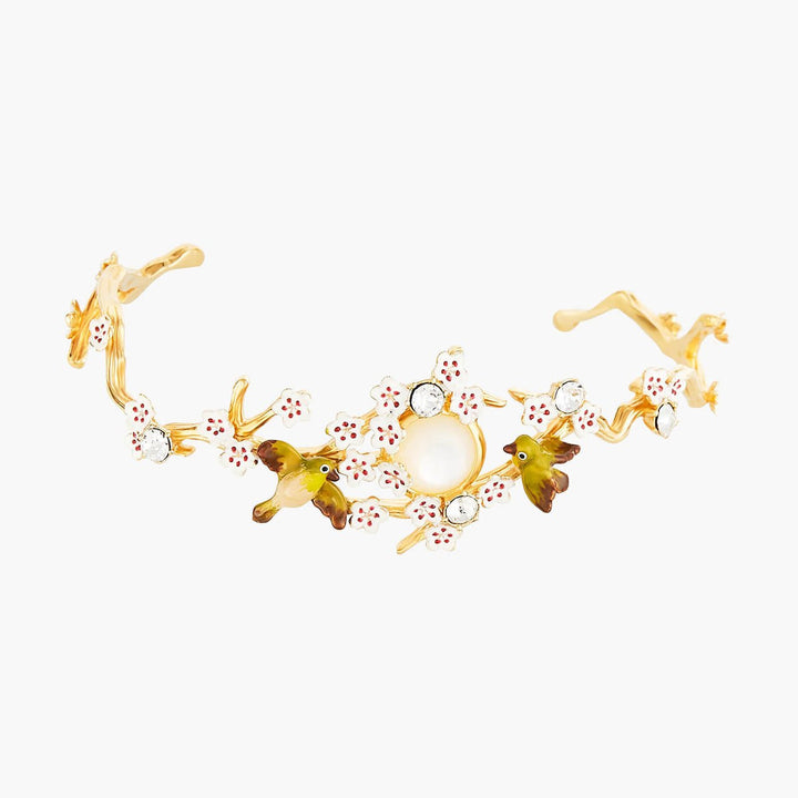 Japanese Cherry Blossom And Branches Bangle Bracelet | ANHA204/11 - Les Nereides