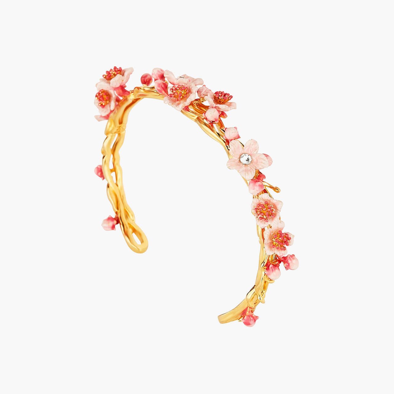 Japanese Cherry Blossom And Golden Branch Bangle Bracelet | ANHA2021 - Les Nereides