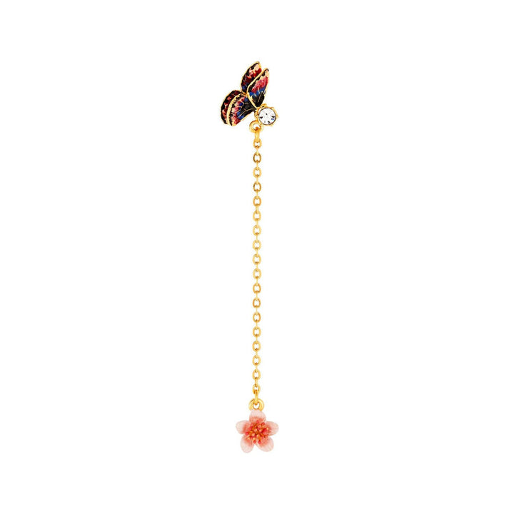 Japanese Emperor Butterfly And Cherry Blossom Dangling Earrings | ANHA111T/1 - Les Nereides