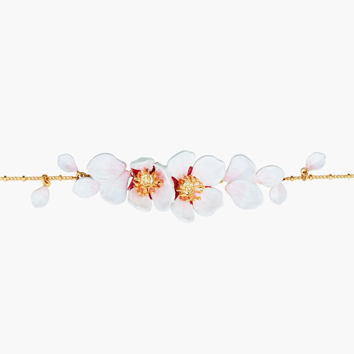 Japanese White Cherry Blossom And Petals Thin Bracelet | ANHA2091 - Les Nereides