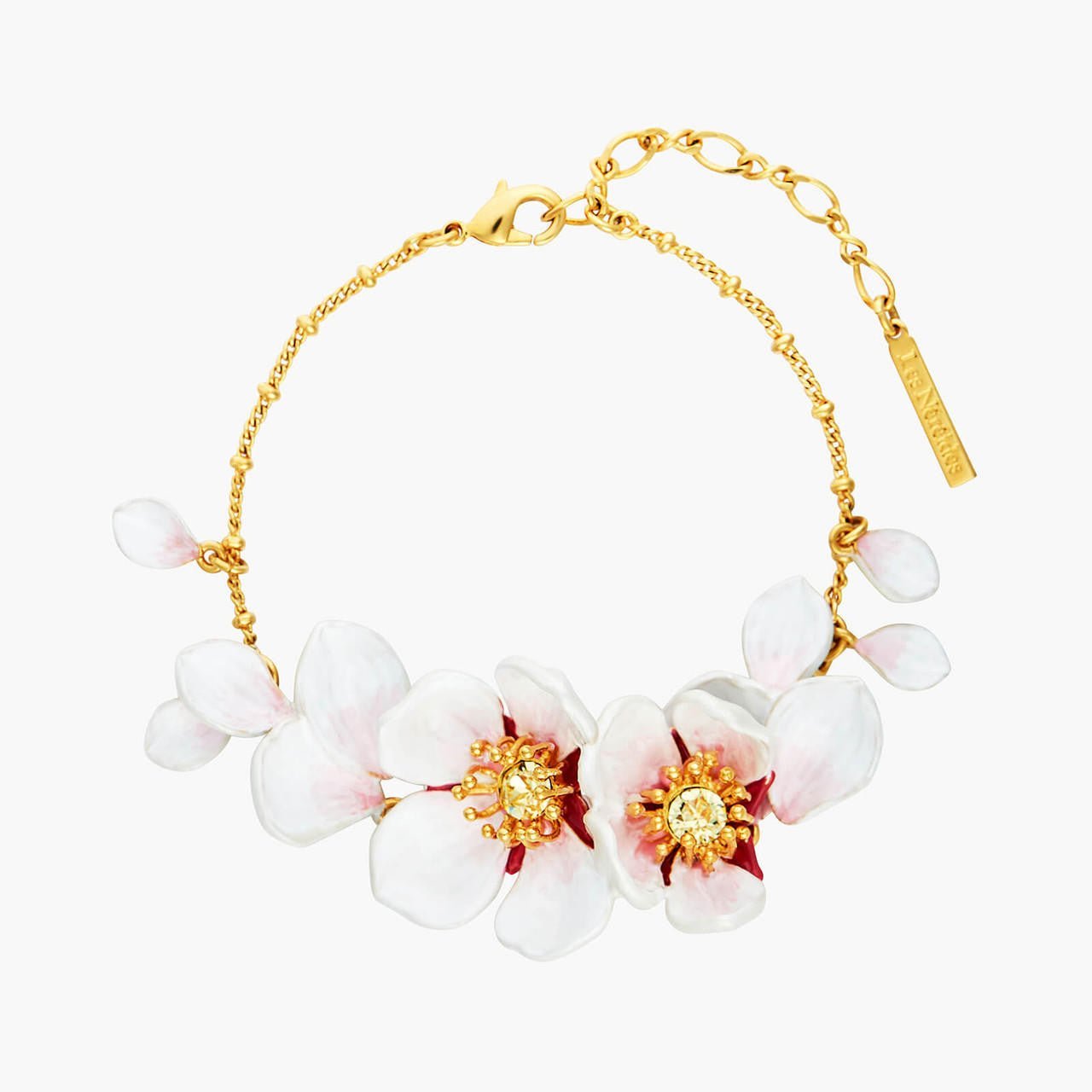Japanese White Cherry Blossom And Petals Thin Bracelet | ANHA2091 - Les Nereides