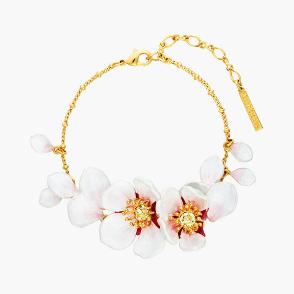 Japanese White Cherry Blossom And Petals Thin Bracelet | ANHA2091 - Les Nereides