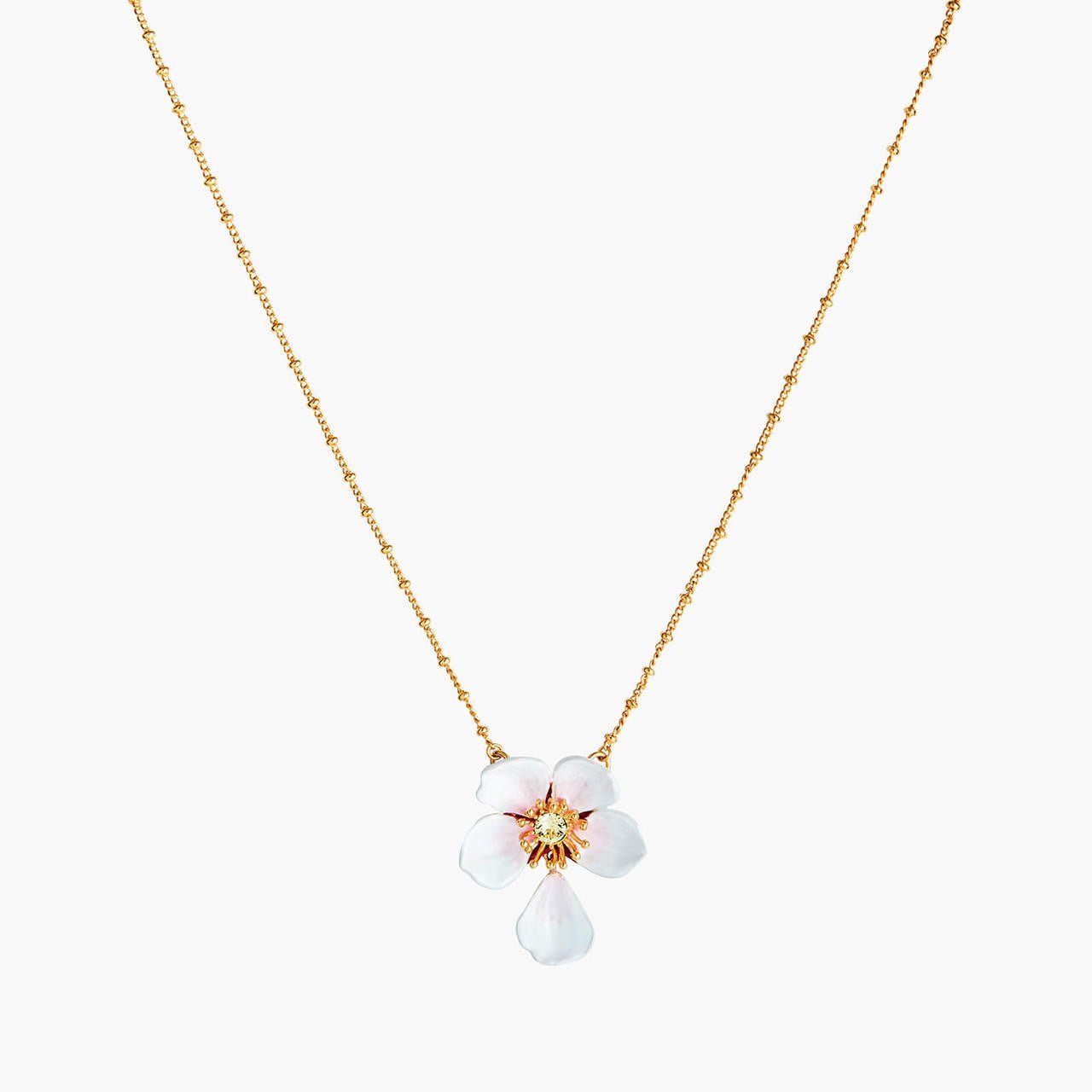 Japanese White Cherry Blossom Pendant Necklace | ANHA3091 - Les Nereides