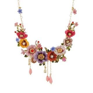 Jardin D'Hiver Large Flower Bed With Pendants & Purple Crystal Stone Necklace | AEJH3011 - Les Nereides