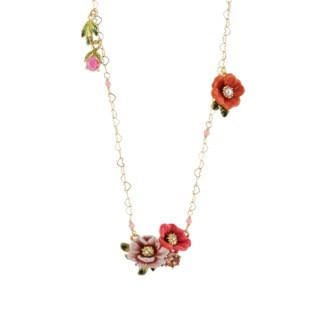 Jardin D'Hiver Potentilla & Fern Leaf Peony With Purple Crystal Stone Necklace | AEJH3091 - Les Nereides