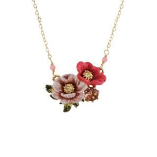 Jardin D'Hiver Potentilla & Fernleaf Peony With Purple Crystal Stone Necklace | AEJH3041 - Les Nereides