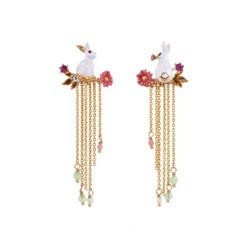 Jardin Imaginaire White Rabbit W/Long Chains Earrings | ACJI1051 - Les Nereides