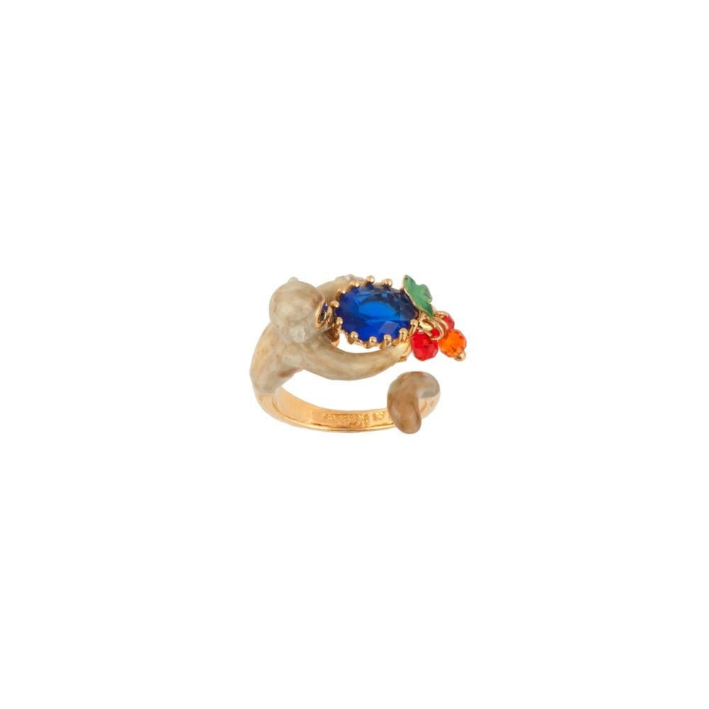 Jungle Tropicale Monkey, Dark Blue Stone & Beads Rings | ADJT6041 - Les Nereides