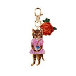 Key N2X Nathalie Lete Cat Weechat Dress W/Flower Keyring | ADNL9011 - Les Nereides