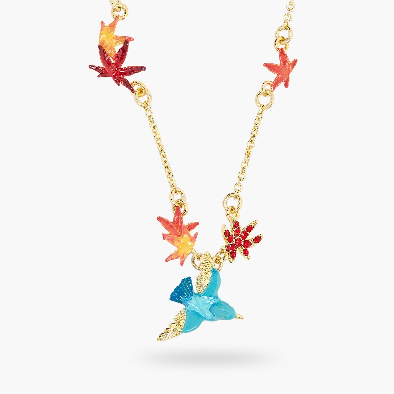 Kingfisher And Maple Leaf Statement Necklace | ASPL3031 - Les Nereides