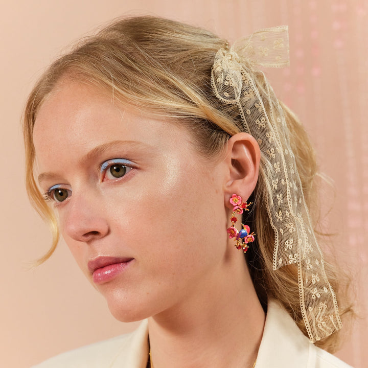 Kingfisher And Plum Blossom Earrings | ASPL1011 - Les Nereides