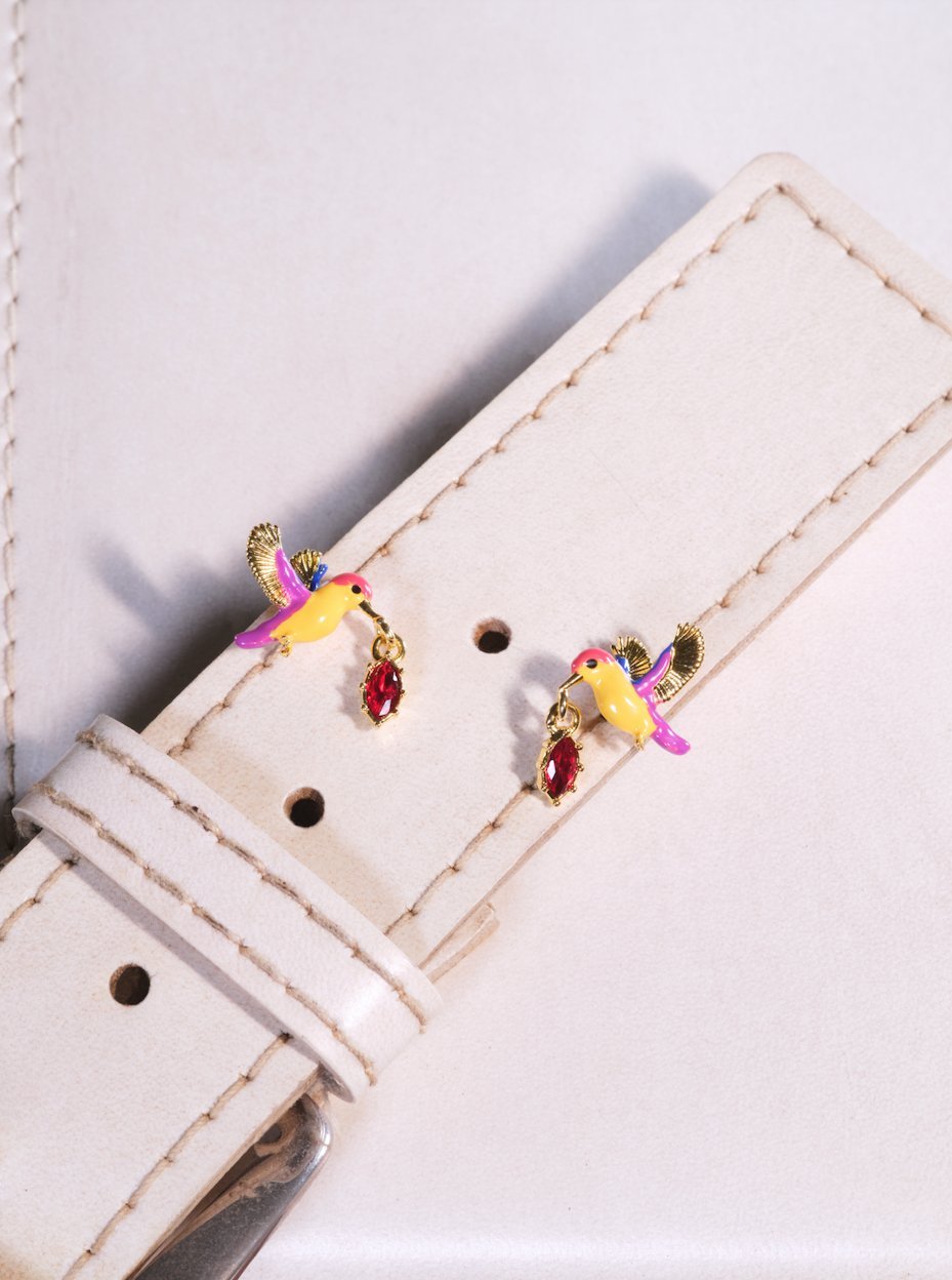 Kingfisher And Red Stone Earrings | ASPL1031 - Les Nereides