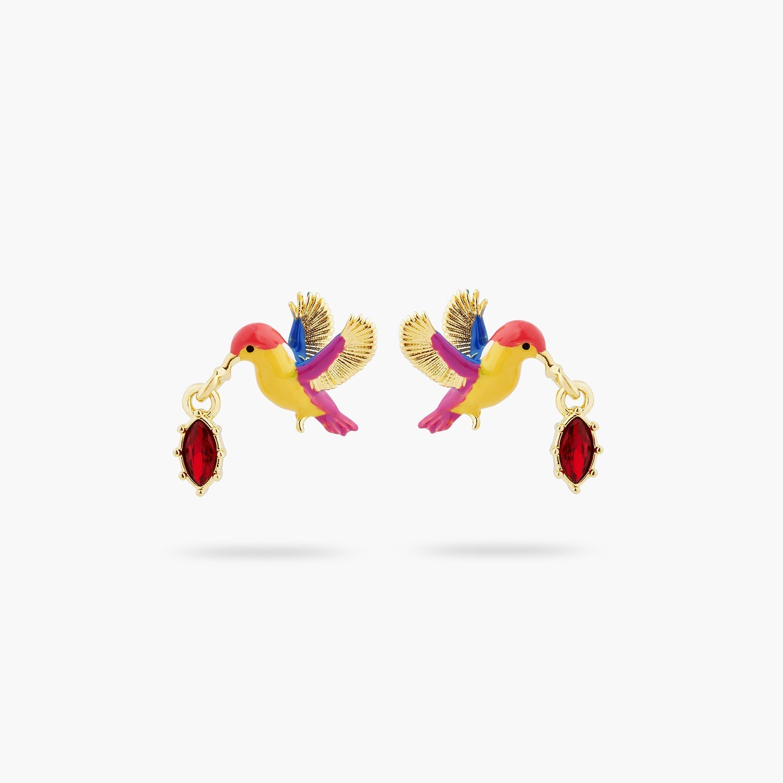 Kingfisher And Red Stone Earrings | ASPL1031 - Les Nereides