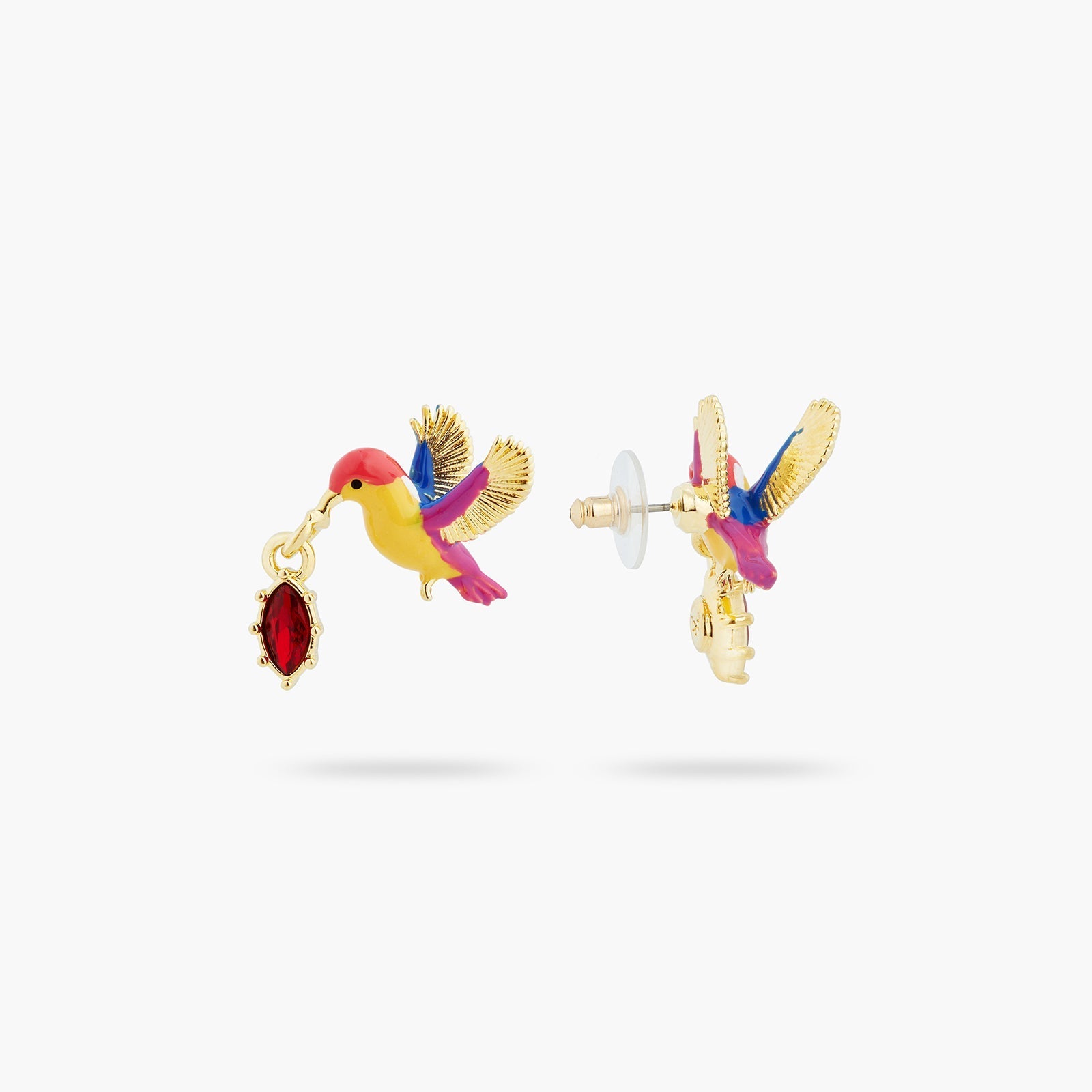 Kingfisher And Red Stone Earrings | ASPL1031 - Les Nereides