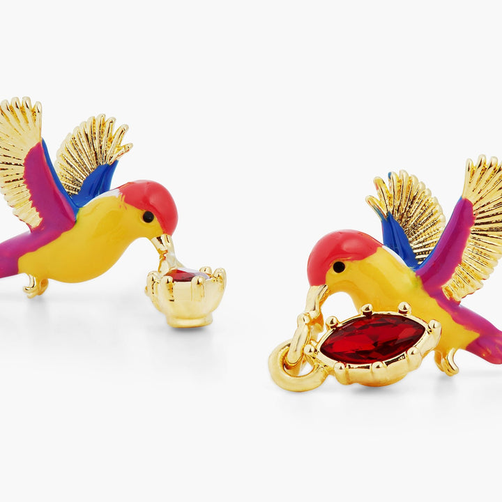 Kingfisher And Red Stone Earrings | ASPL1031 - Les Nereides