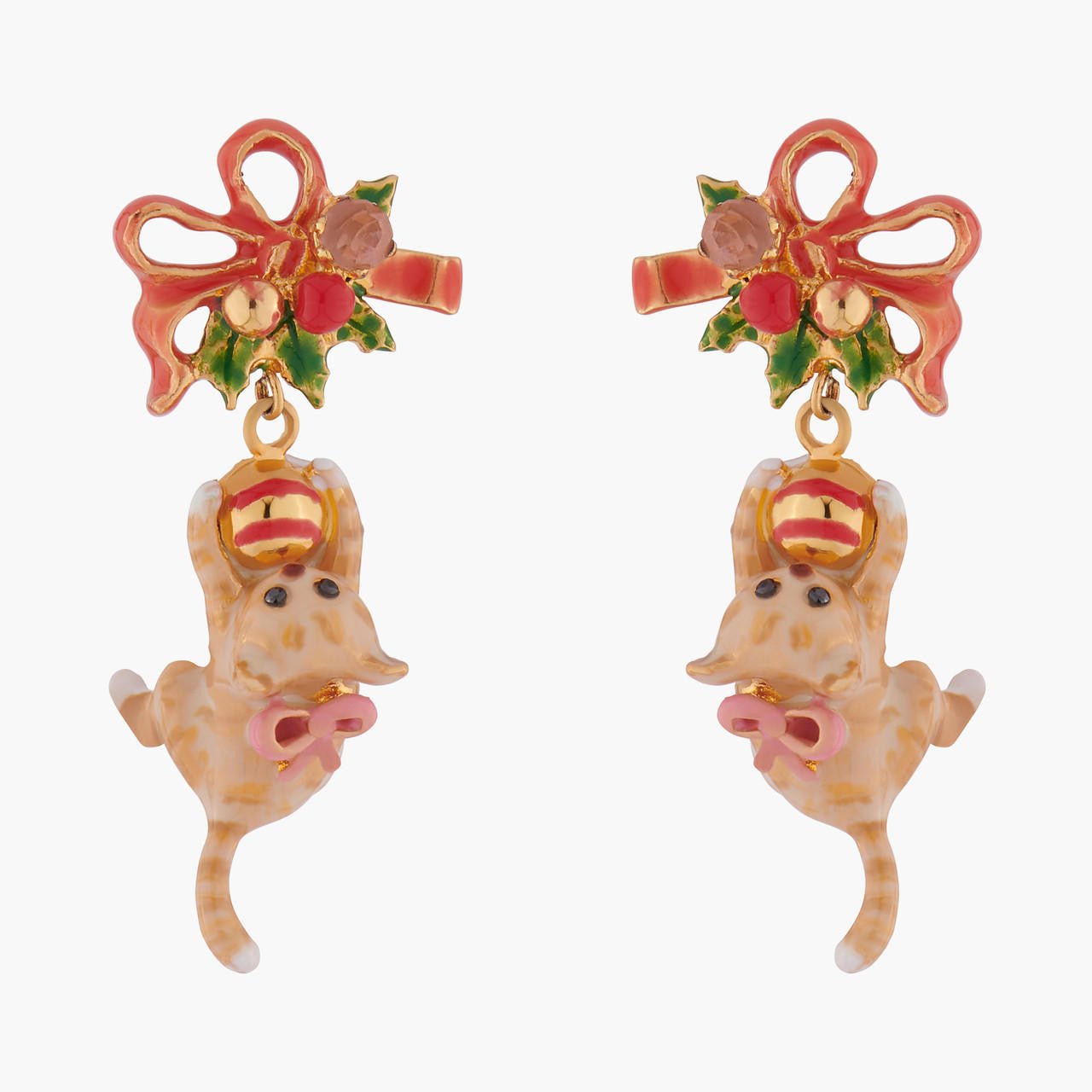 Kitty And Christmas Baubles Earrings | AKNO102 - Les Nereides