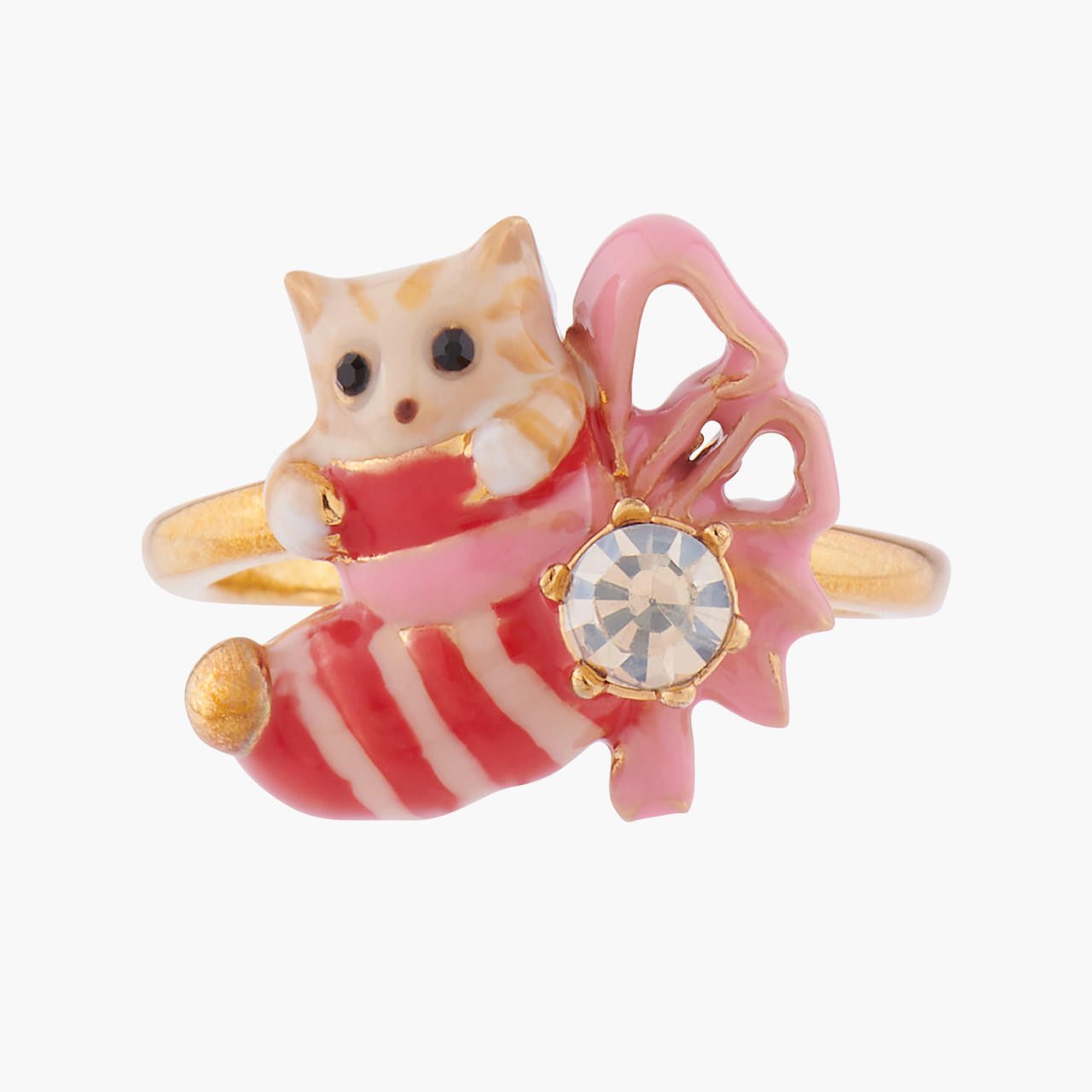 Kitty And Christmas Stocking Adjustable Rings | AKNO601 - Les Nereides