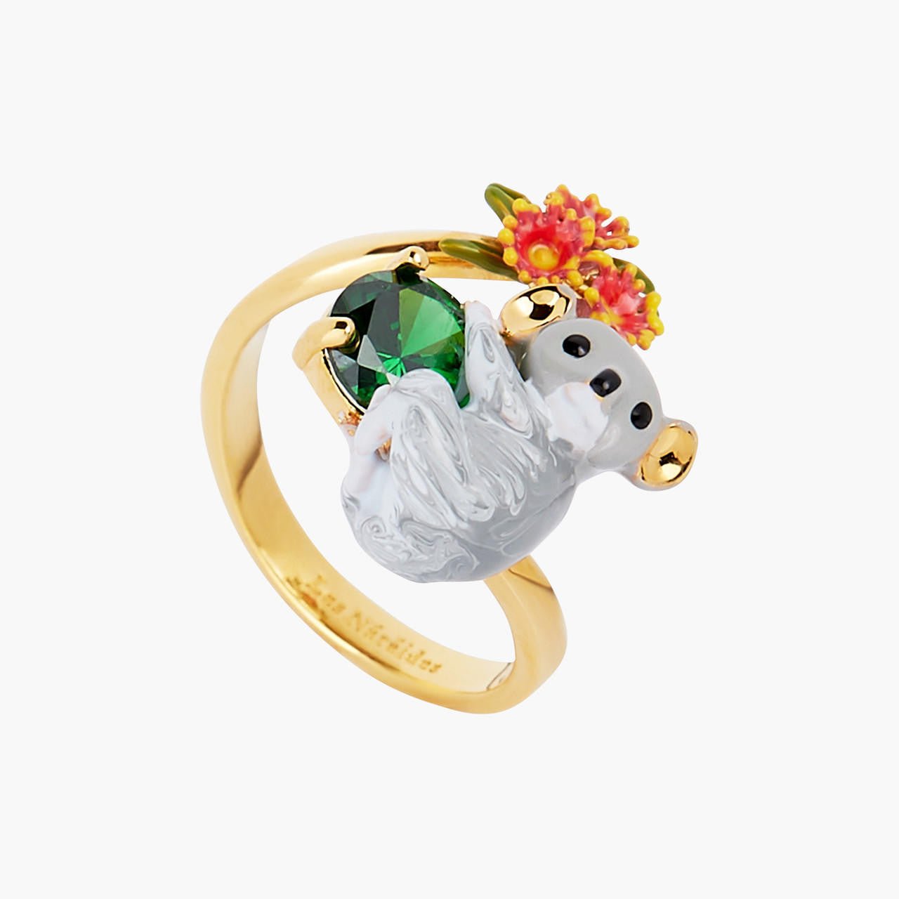 Koala, Rosebud And Faceted Crystal Adjustable Ring | AOLA6031 - Les Nereides