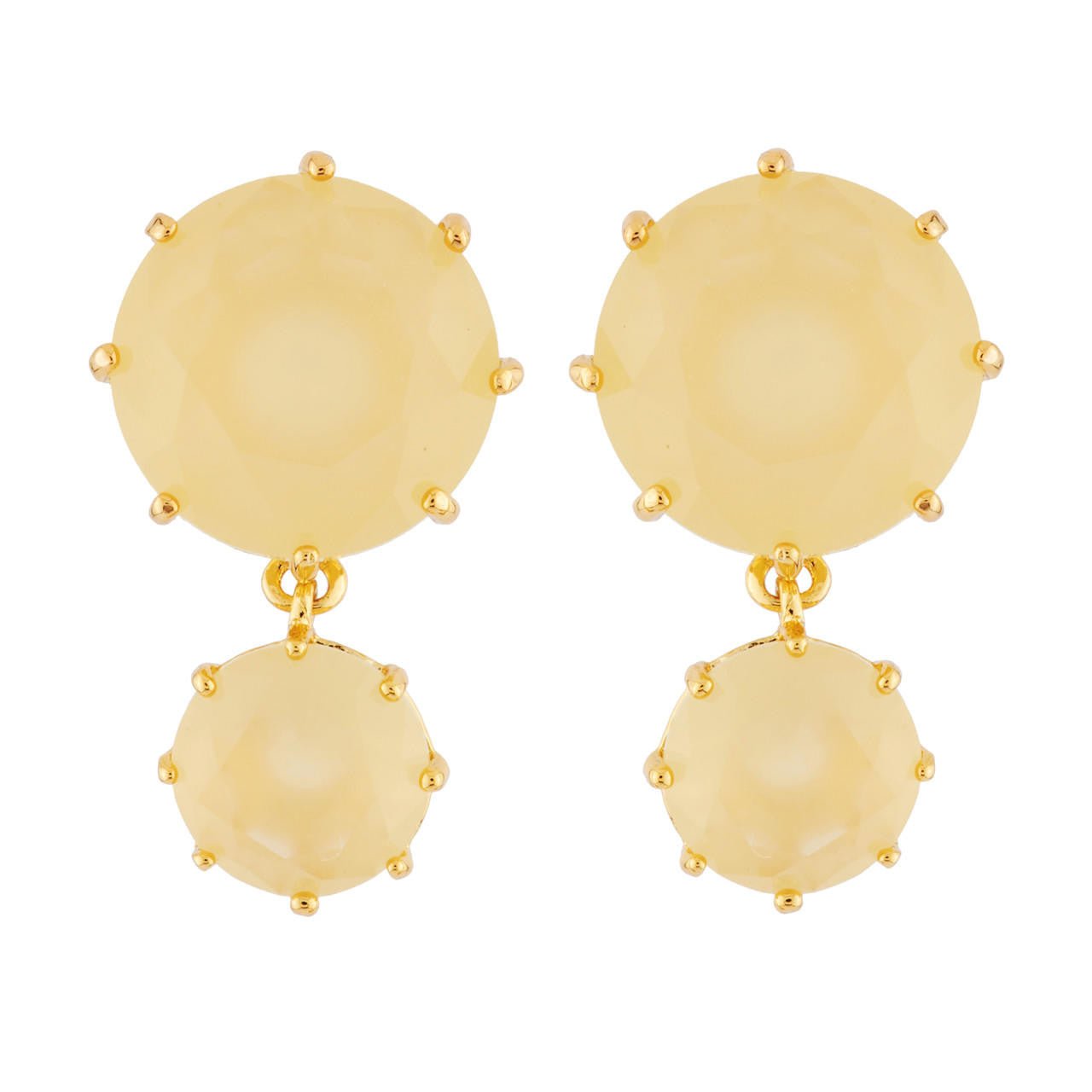 La Diamantine 2 Round Stones Citrine Earrings | AHLD1371 - Les Nereides