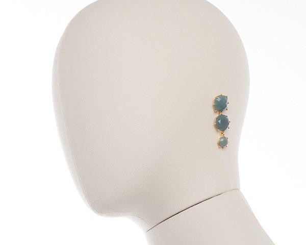 La Diamantine 3 Stones Blue Grey Earrings | ADLD1362 - Les Nereides