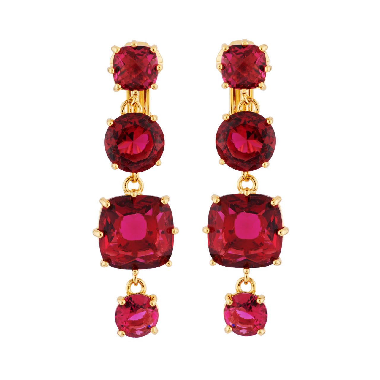 La Diamantine 4 Stones Grenadine Earrings | AHLD120C/2 - Les Nereides