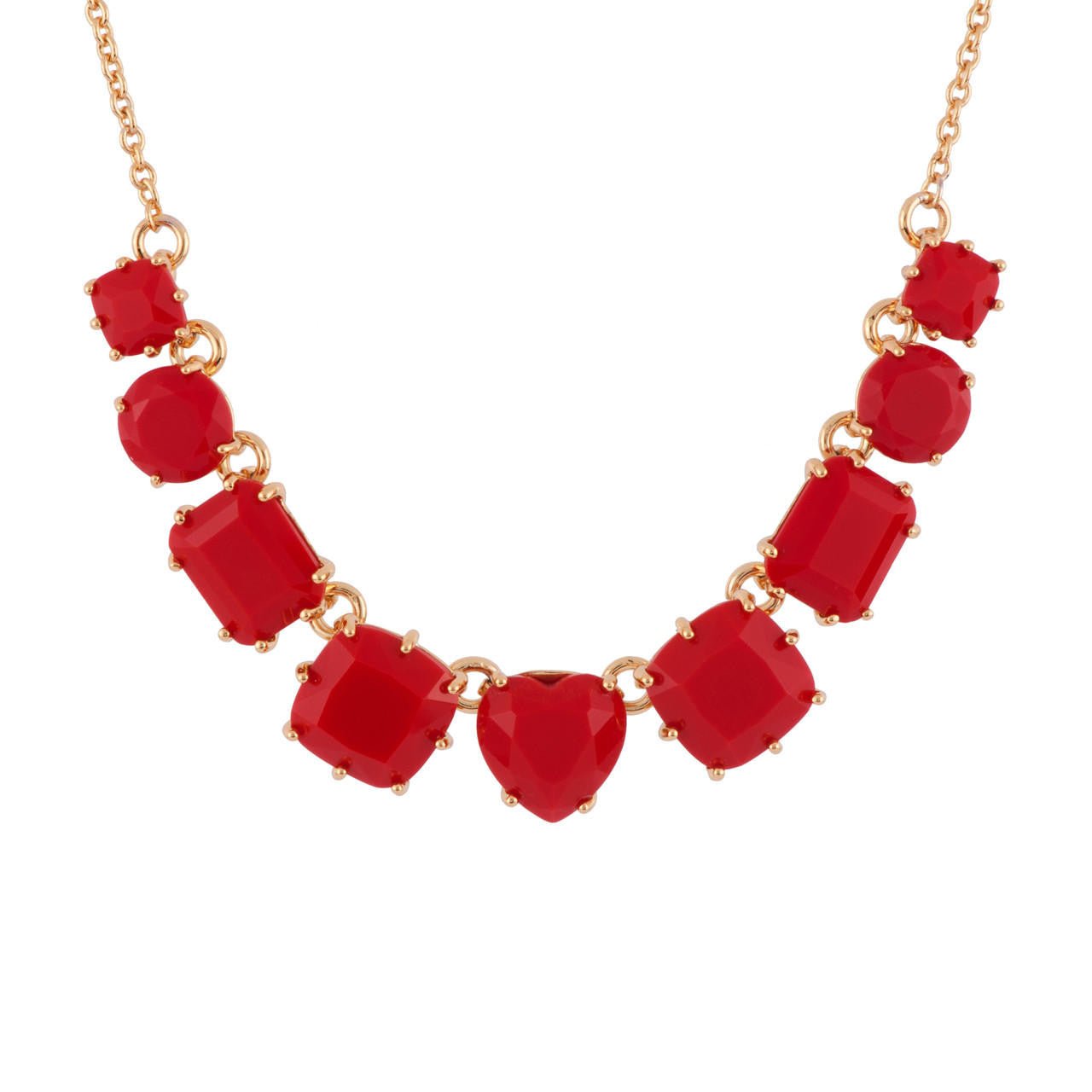 La Diamantine 9 Stones Vermillion Red Necklace | AFLD3181 - Les Nereides
