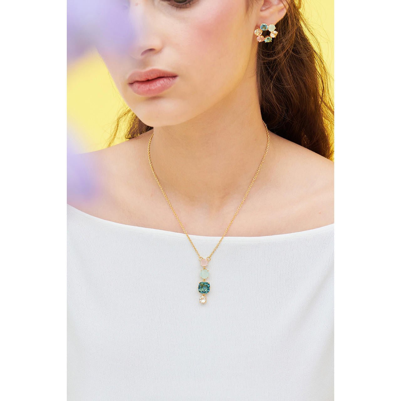 La Diamantine Acqua Azzurra 4 Stones Pendant Necklace | ANLD3201 - Les Nereides