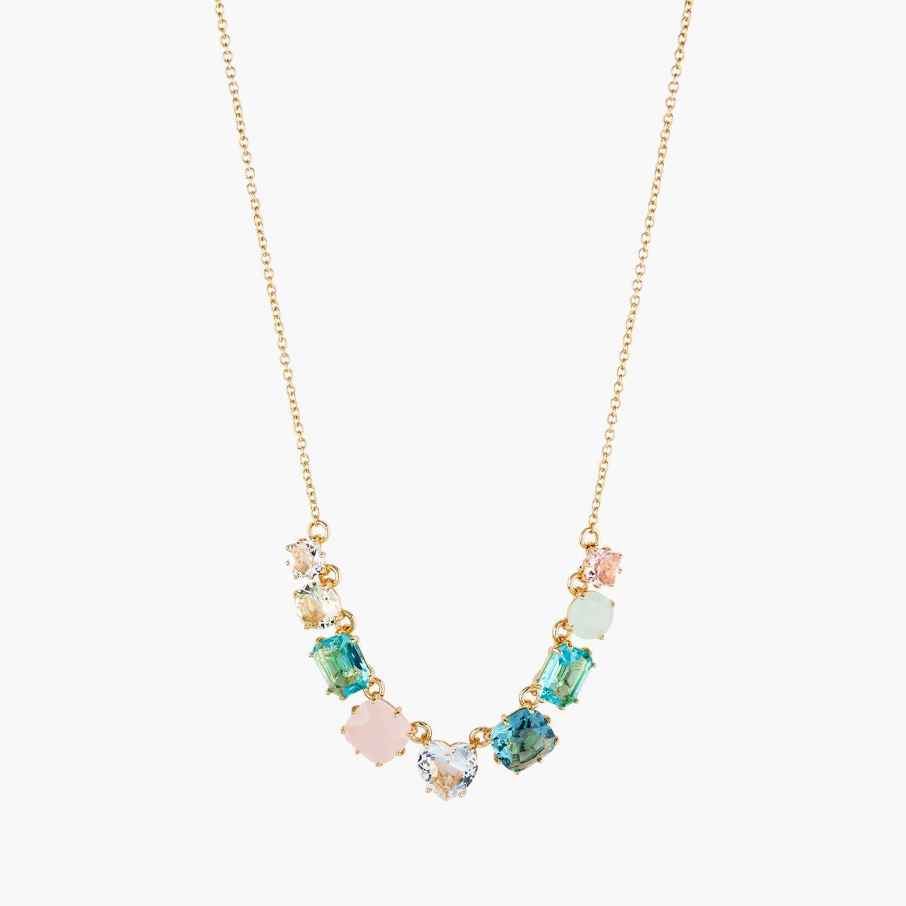 La Diamantine Acqua Azzurra 9 Stones Thin Pendant Necklace | ANLD3181 - Les Nereides