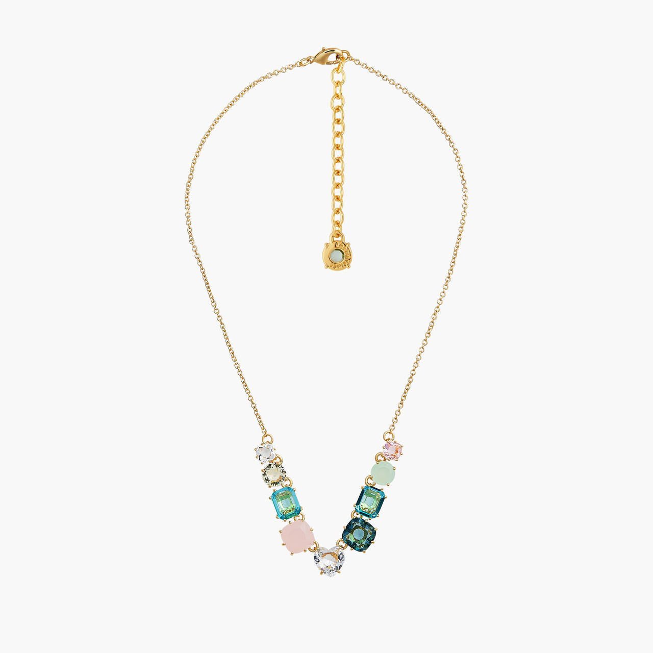 La Diamantine Acqua Azzurra 9 Stones Thin Pendant Necklace | ANLD3181 - Les Nereides