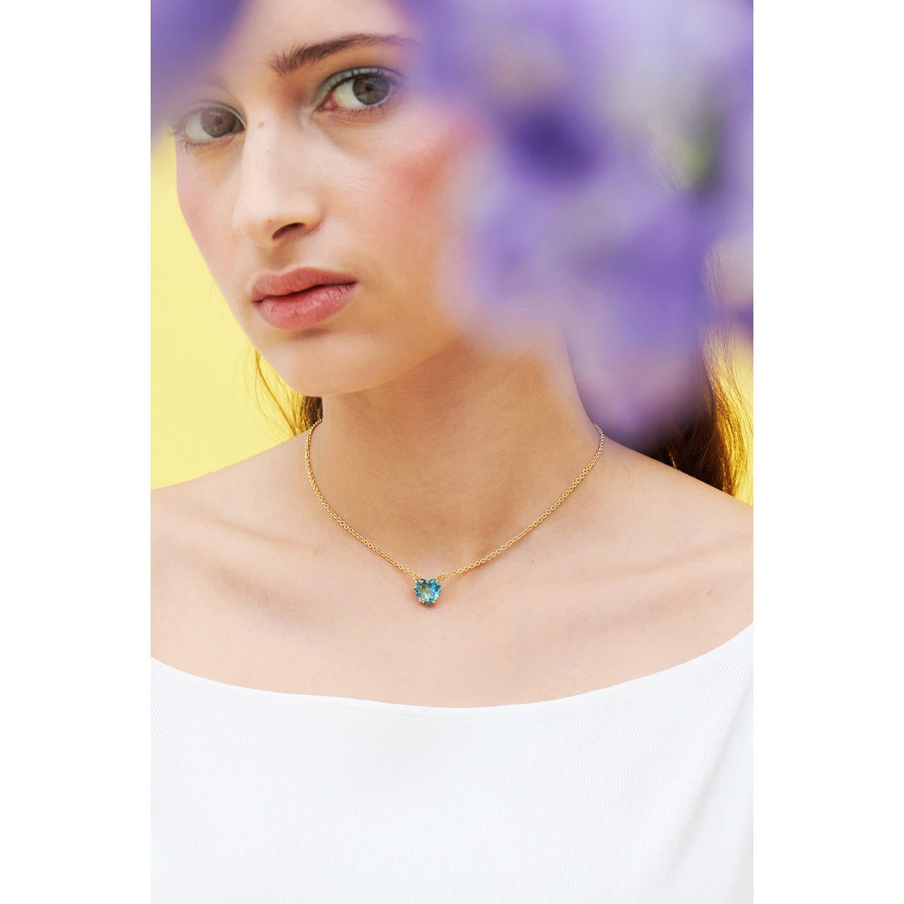 La Diamantine Acqua Azzurra Hearthstone Pendant Necklace | ANLD3531 - Les Nereides
