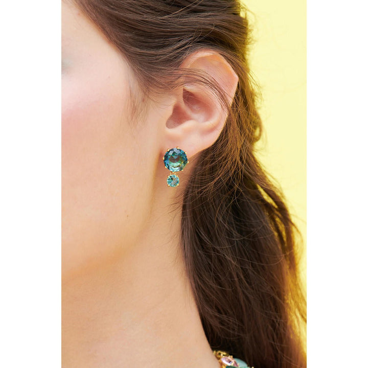 La Diamantine Acqua Azzurra Round Stone Earrings | ANLD126C/1 - Les Nereides