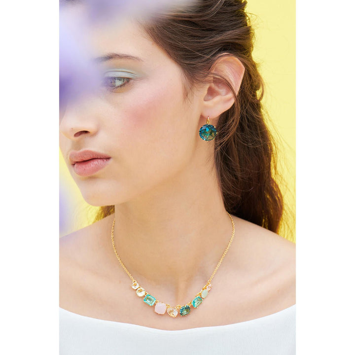 La Diamantine Acqua Azzurra Round Stone Earrings | ANLD140D/1 - Les Nereides