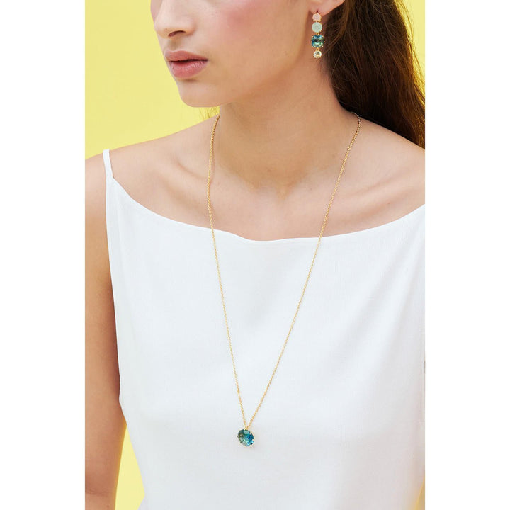 La Diamantine Acqua Azzurra Round Stone Long Necklace | ANLD3331 - Les Nereides