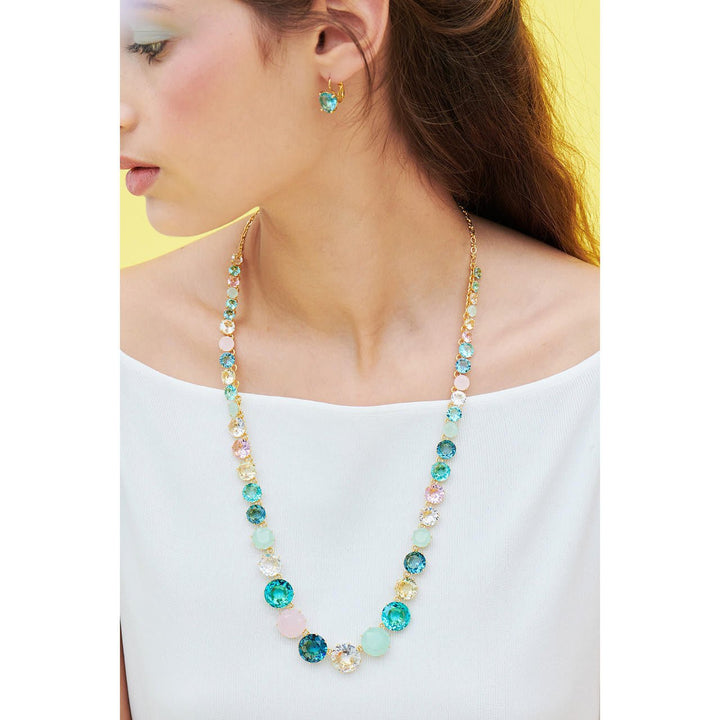 La Diamantine Acqua Azzurra Round Stones Long Necklace | ANLD3511 - Les Nereides