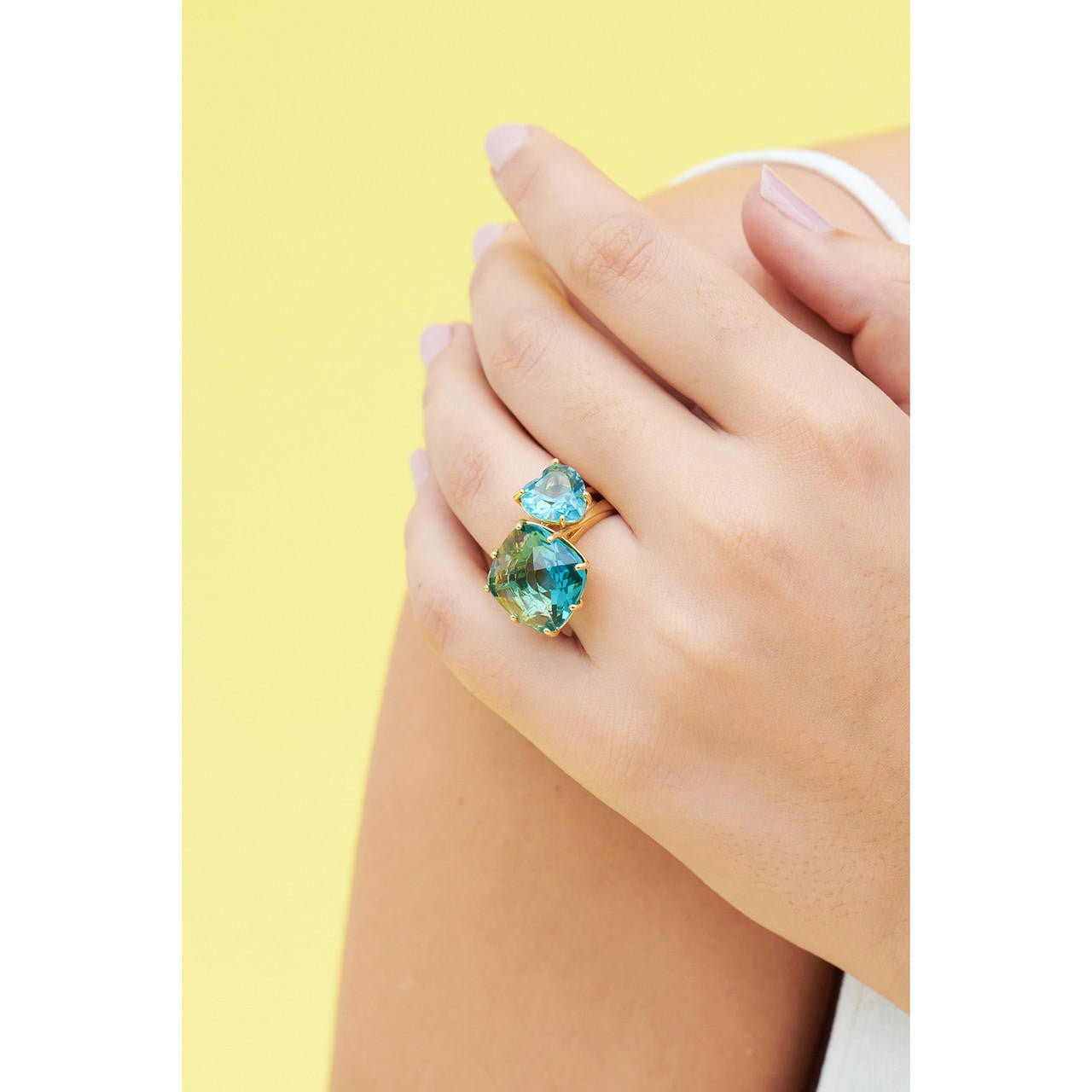 La Diamantine Acqua Azzurra Square Stone Solitaire Rings | ANLD602/11 - Les Nereides