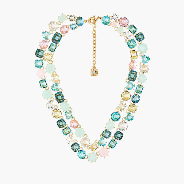 La Diamantine Acqua Azzurra Stones Luxurious 2 Row Necklace | ANLD3551 - Les Nereides