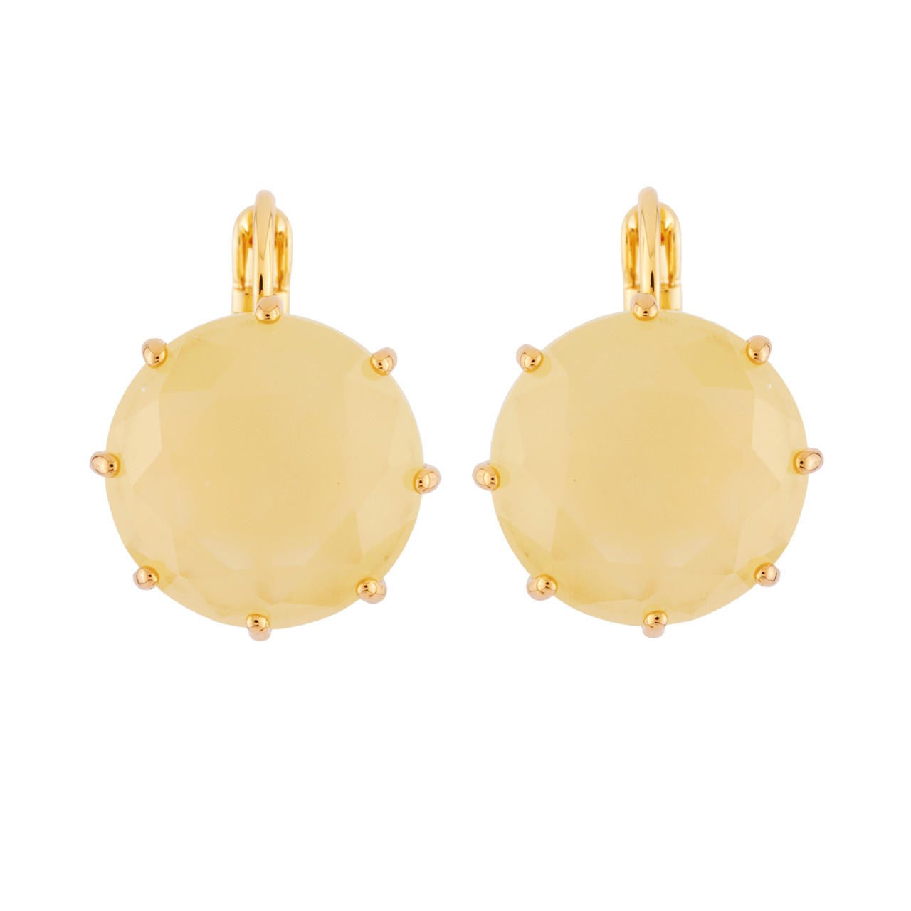 La Diamantine Big Round Stone Citrine Earrings | AHLD1401 - Les Nereides