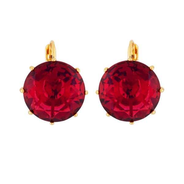 La Diamantine Big Round Stone Grenadine Earrings | AHLD1402 - Les Nereides