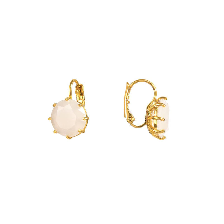 La Diamantine Big Round Stone White Earrings | ABLD1402 - Les Nereides