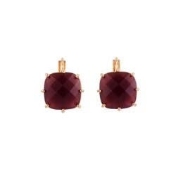 La Diamantine Big Square Stone Aurore Purple Earrings | ACLD139D/1 - Les Nereides