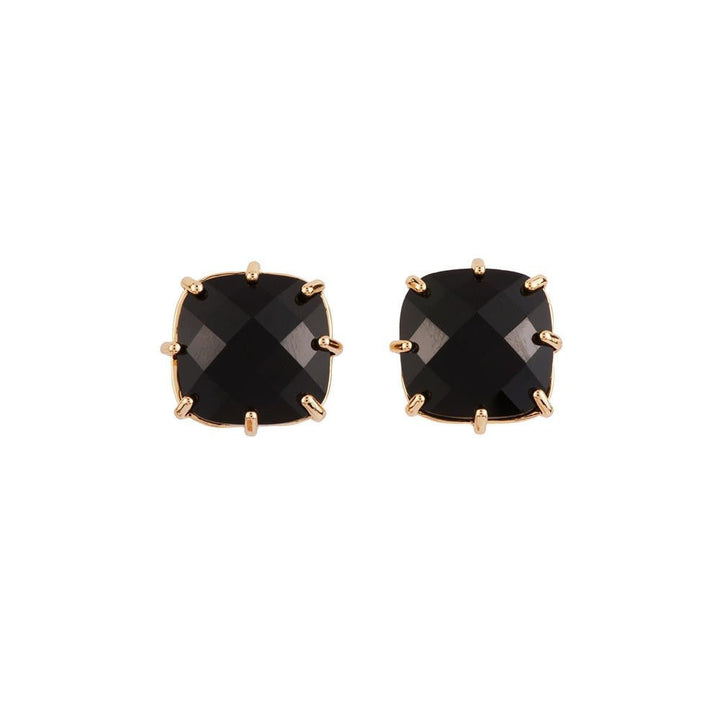 La Diamantine Big Square Stone Black Night Earrings | ACLD139D/2 - Les Nereides