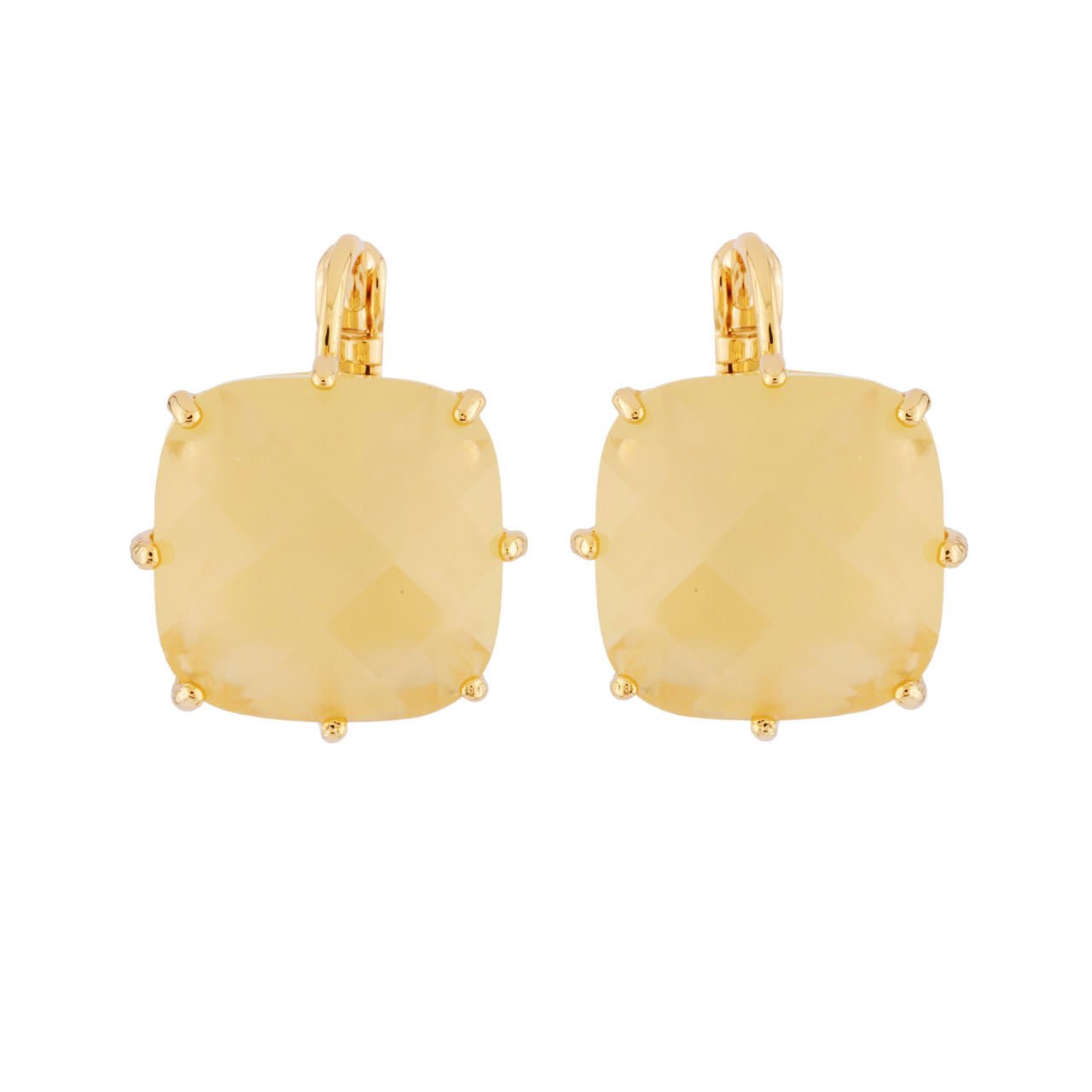 La Diamantine Big Square Stone Citrine Earrings | AHLD139D/1 - Les Nereides