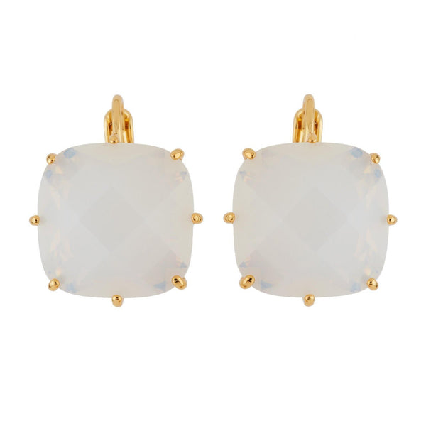 La Diamantine Big Square Stone Opal Earrings | AGLD139D/1 - Les Nereides