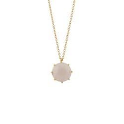 La Diamantine Round Stone Beige Rose Necklace | ADLD3331 - Les Nereides