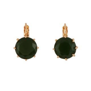 La Diamantine Round Stone Forest Green Earrings | AELD1181 - Les Nereides