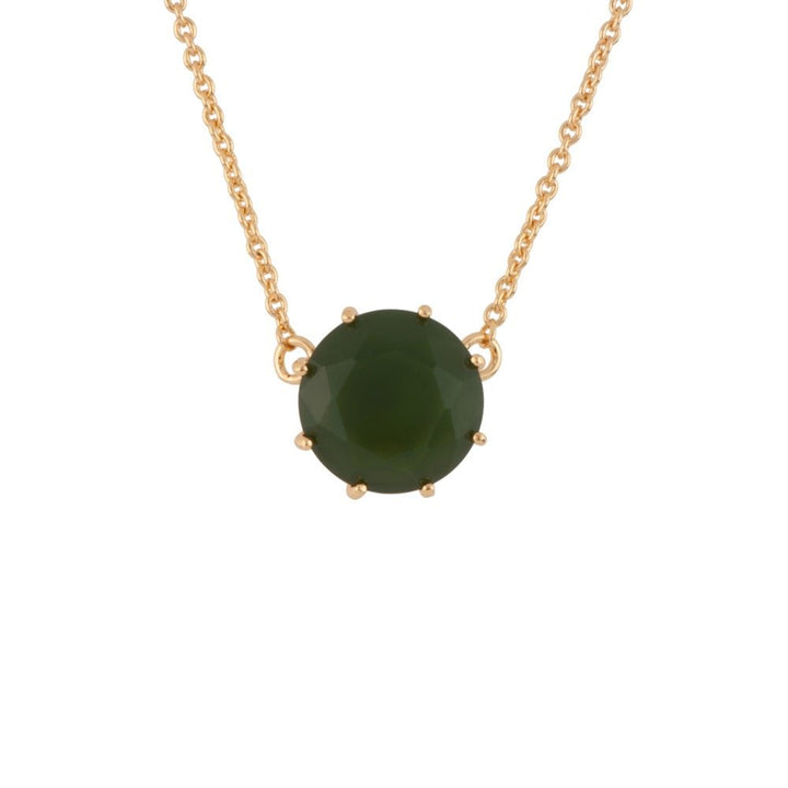 La Diamantine Round Stone Forest Green Necklace | AELD3011 - Les Nereides