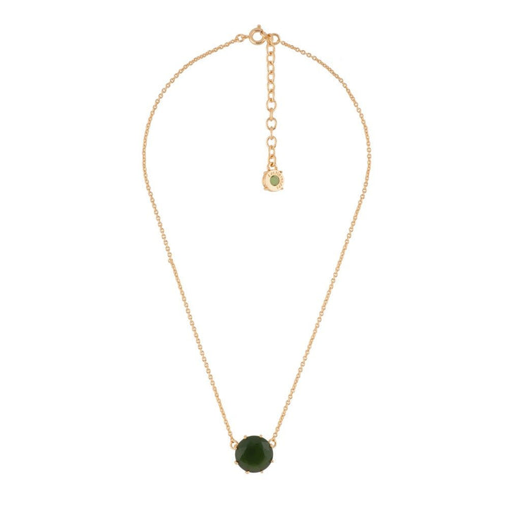 La Diamantine Round Stone Forest Green Necklace | AELD3011 - Les Nereides
